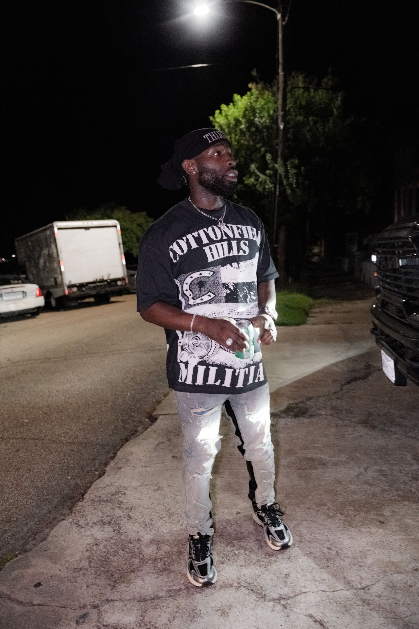 COTTONFIELD HILLS MILITIA/ LISTEN TO QUE HEFFE TEE (BLACK)